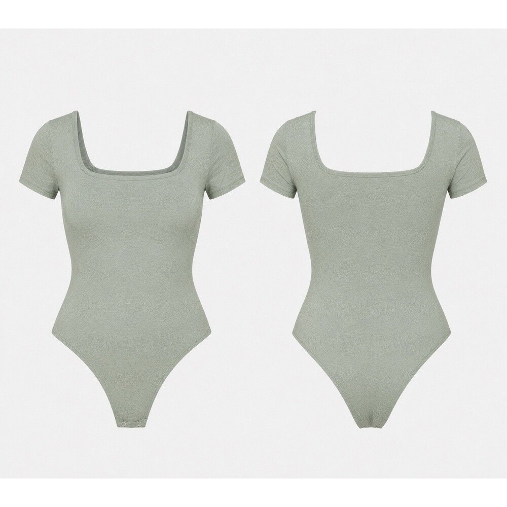 Aritzia Contour Casual Squareneck Bodysuit Short Sleeve Terrace Sage Green Small